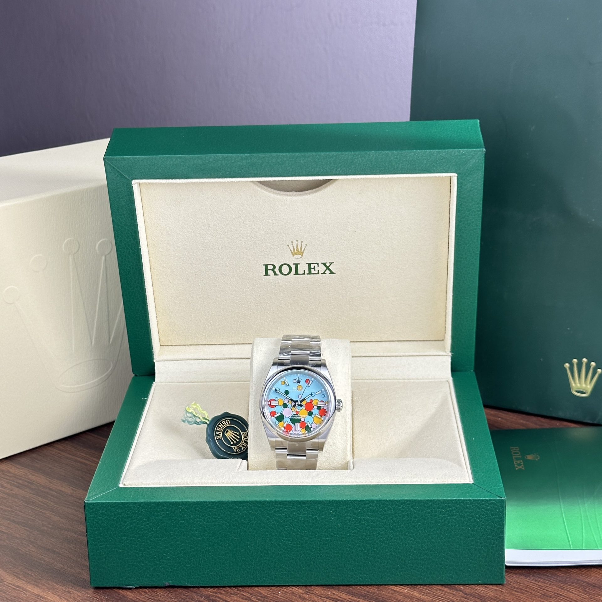 Rolex Oyster Perpetual 124300 904L Steel Celebration Dial 36mm Oyster Super Clone