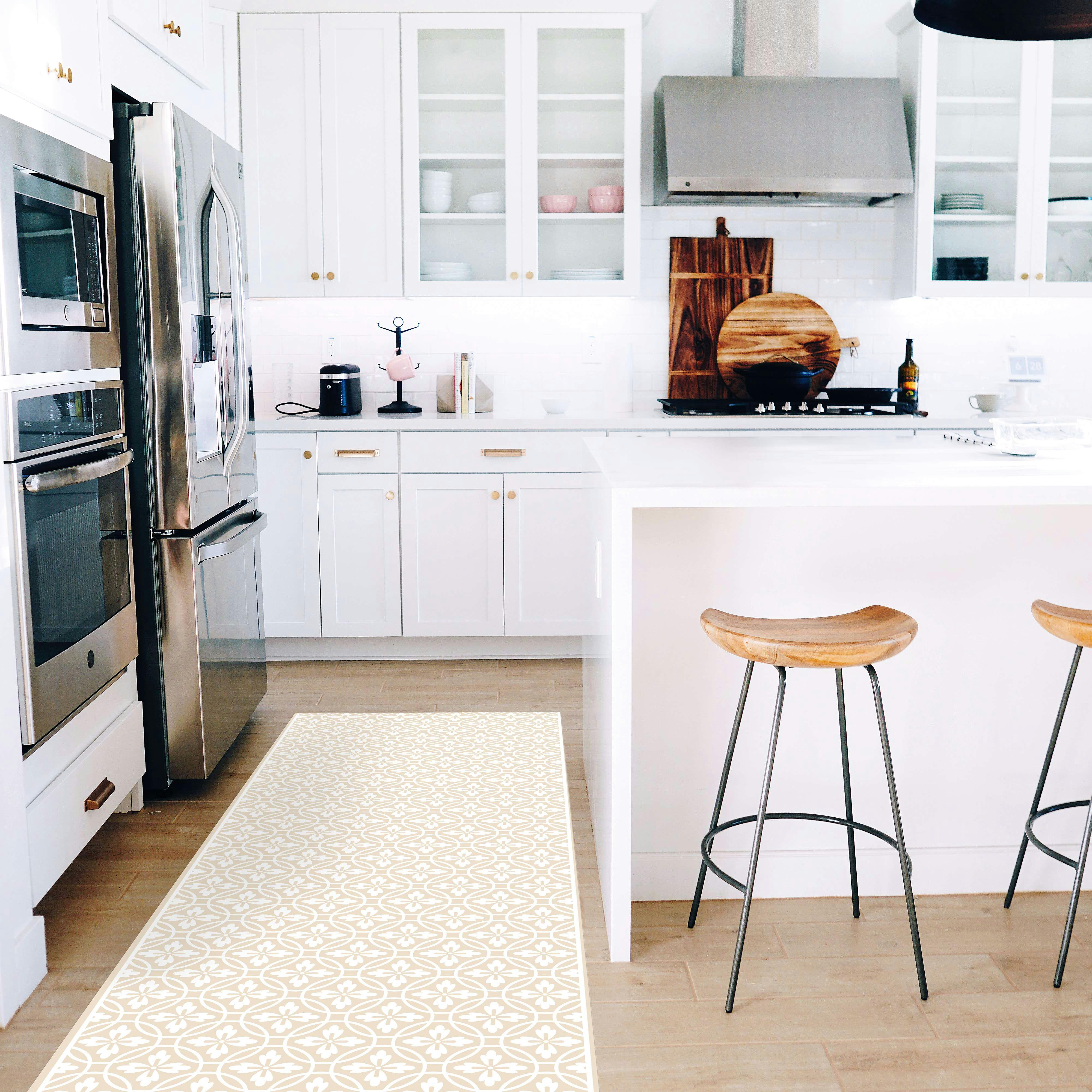 VINTAGE - Tapis en vinyl vintage sable 48x198 cm