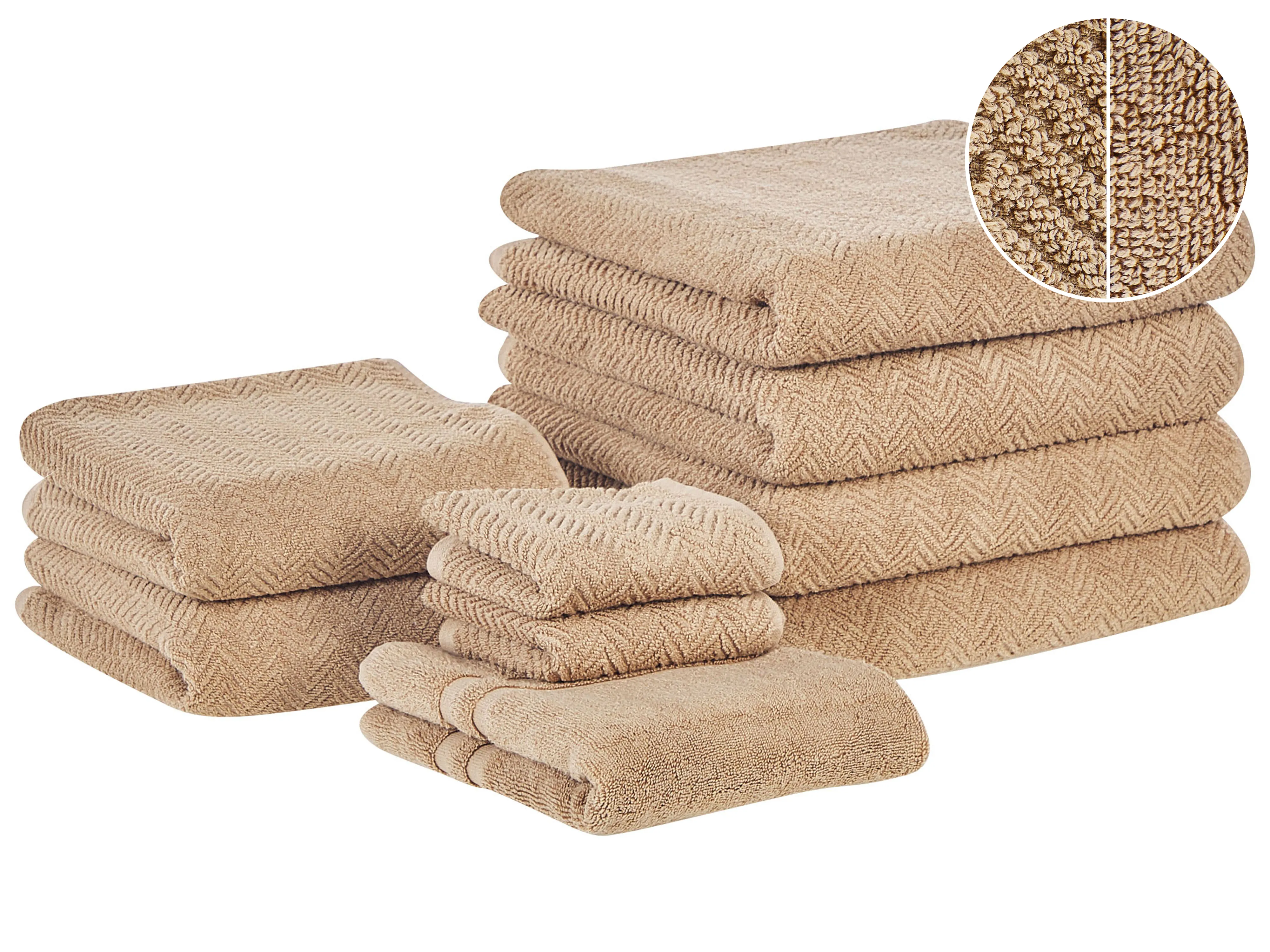 Set of 2 Towels MITIARO Terry Cotton Sand Beige