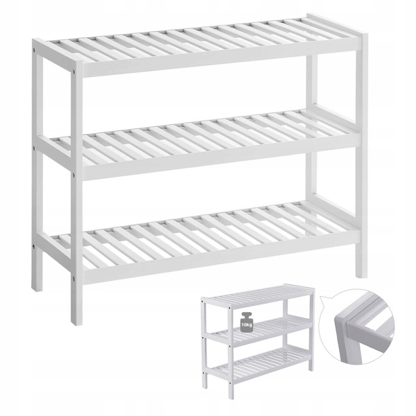 Szafka na buty z bambusa regał 70x55x26 biały LBS13W