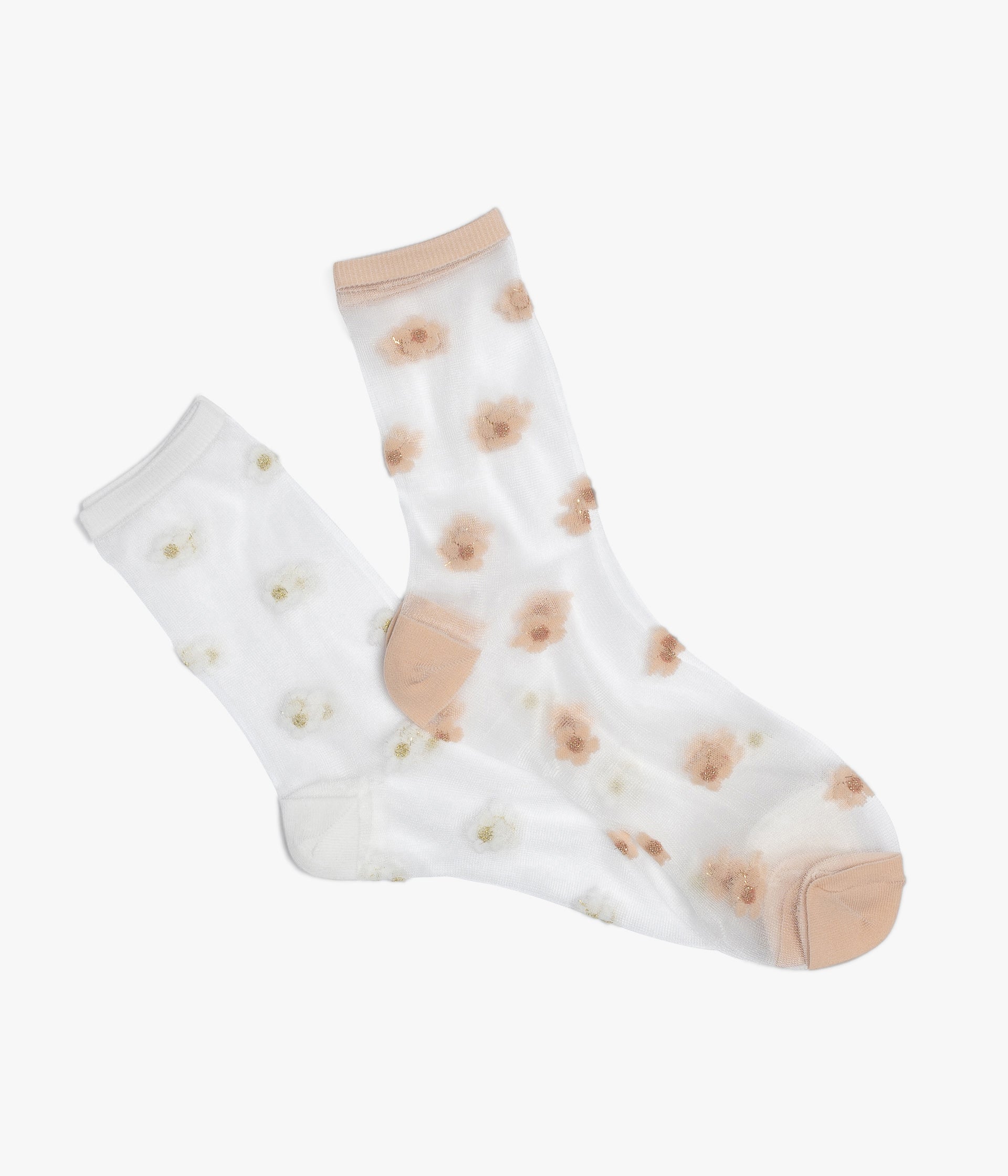 Chaussettes Nicolina beige et blanc