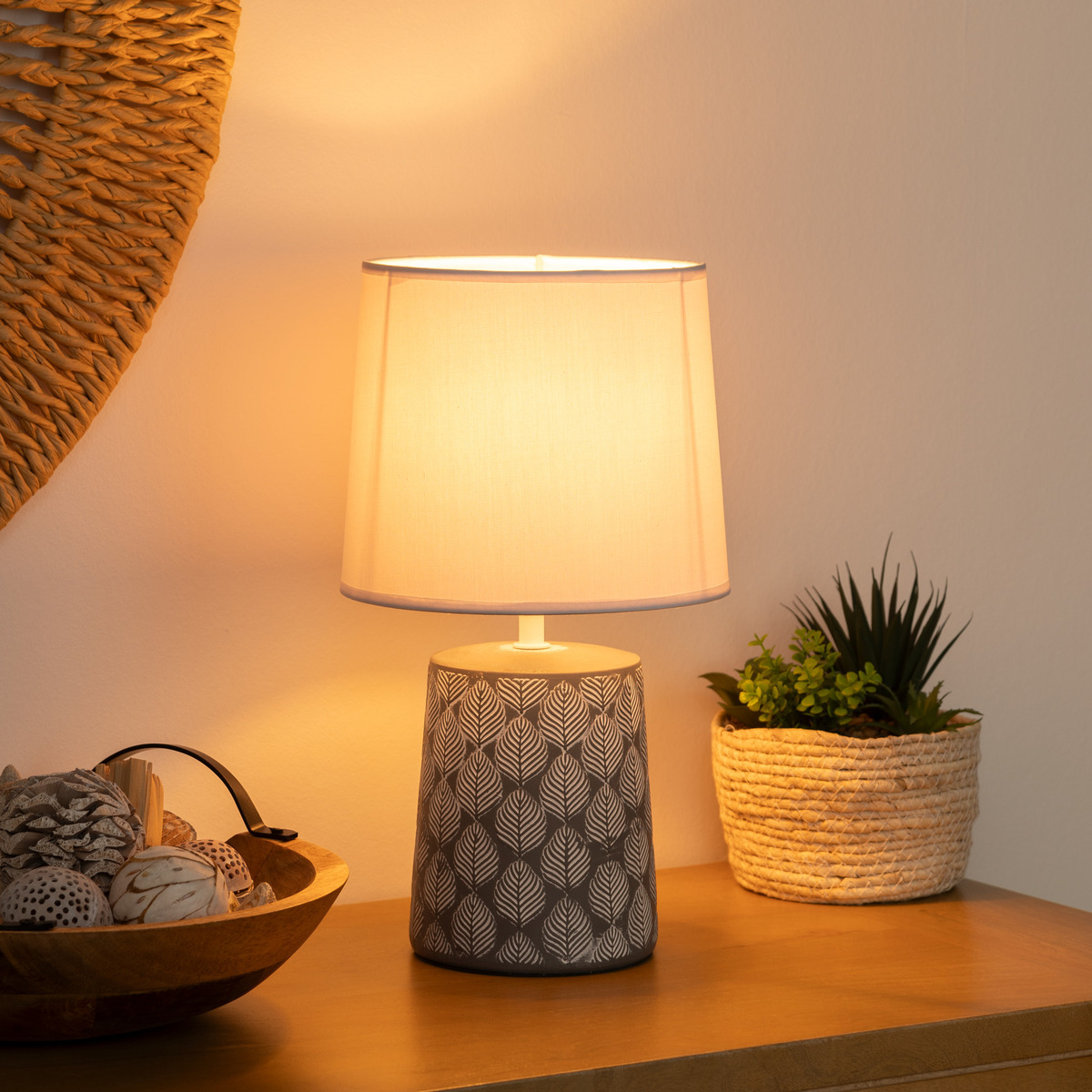 Ceramic lamp "Cyril" Grey, H.36 cm