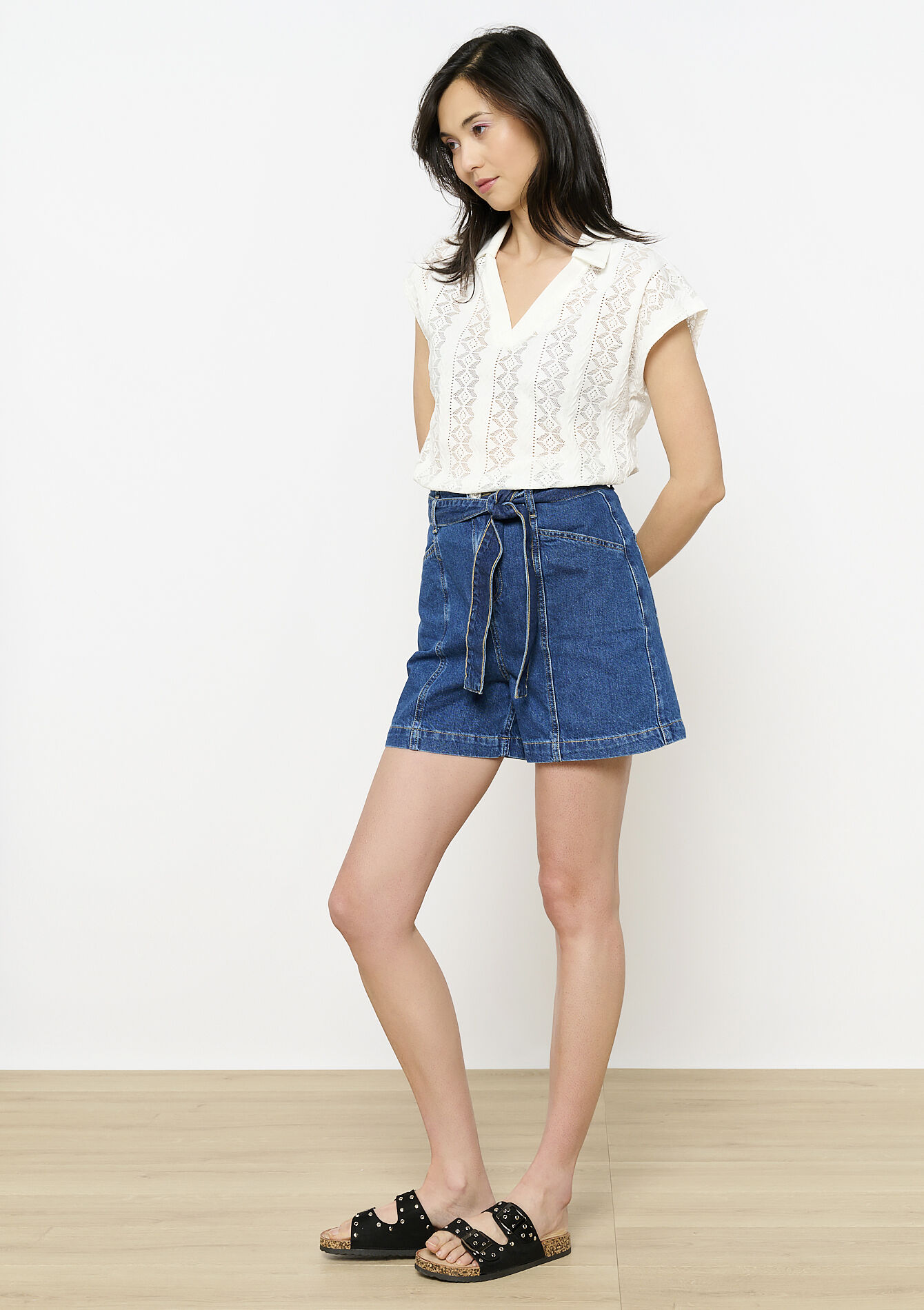 Paperbag denim short