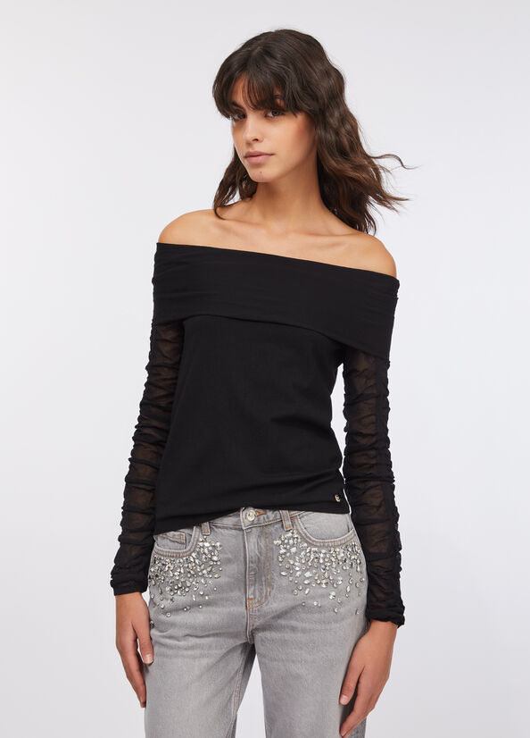 Maglia con scollo bardot