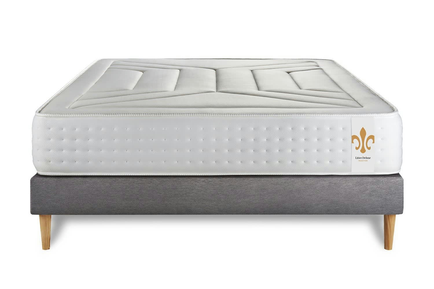 - Ensemble 140x200 Ressorts et mémoire de forme sommier Gris