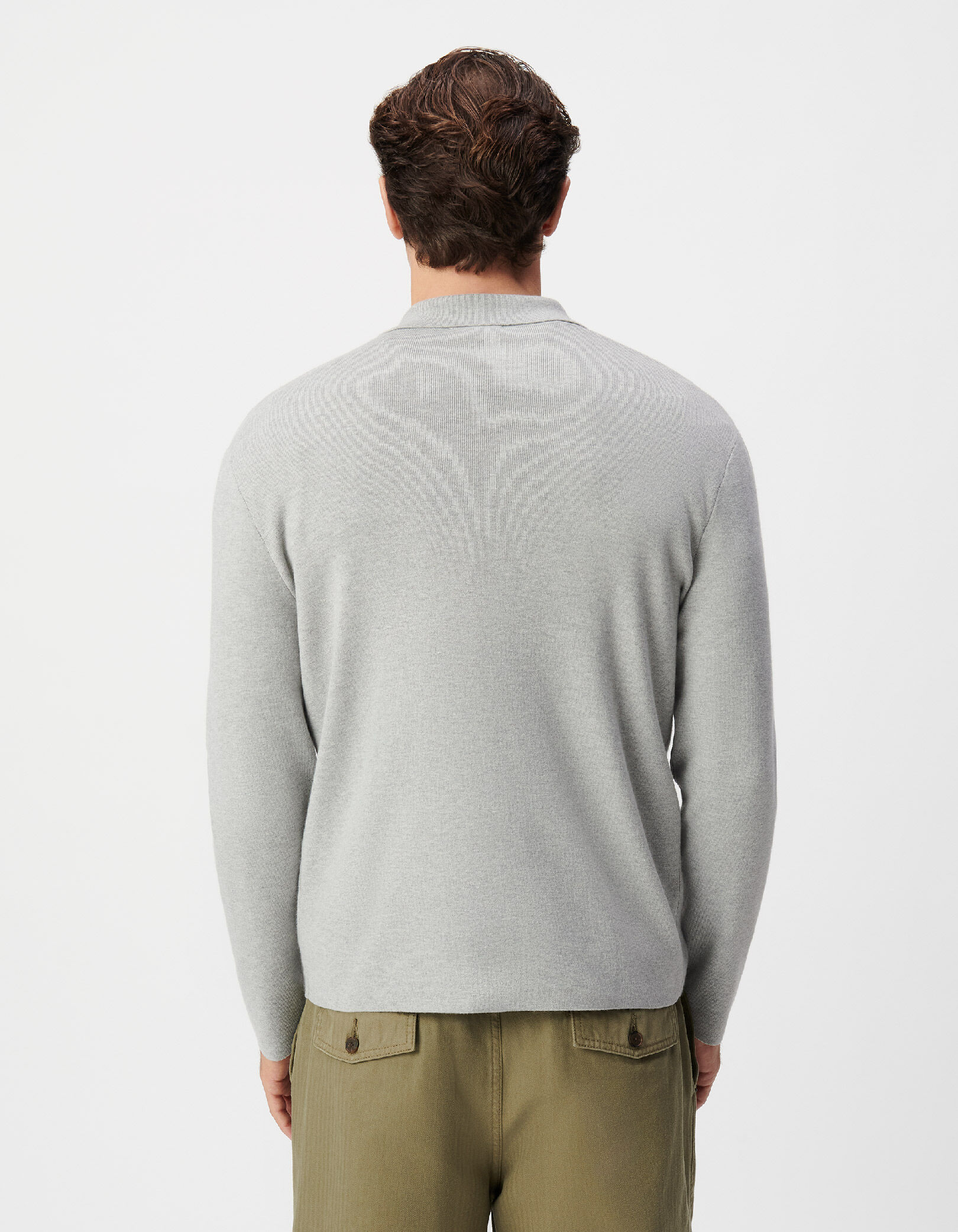 Cardigan zippé gris maille Milano col chemise Homme