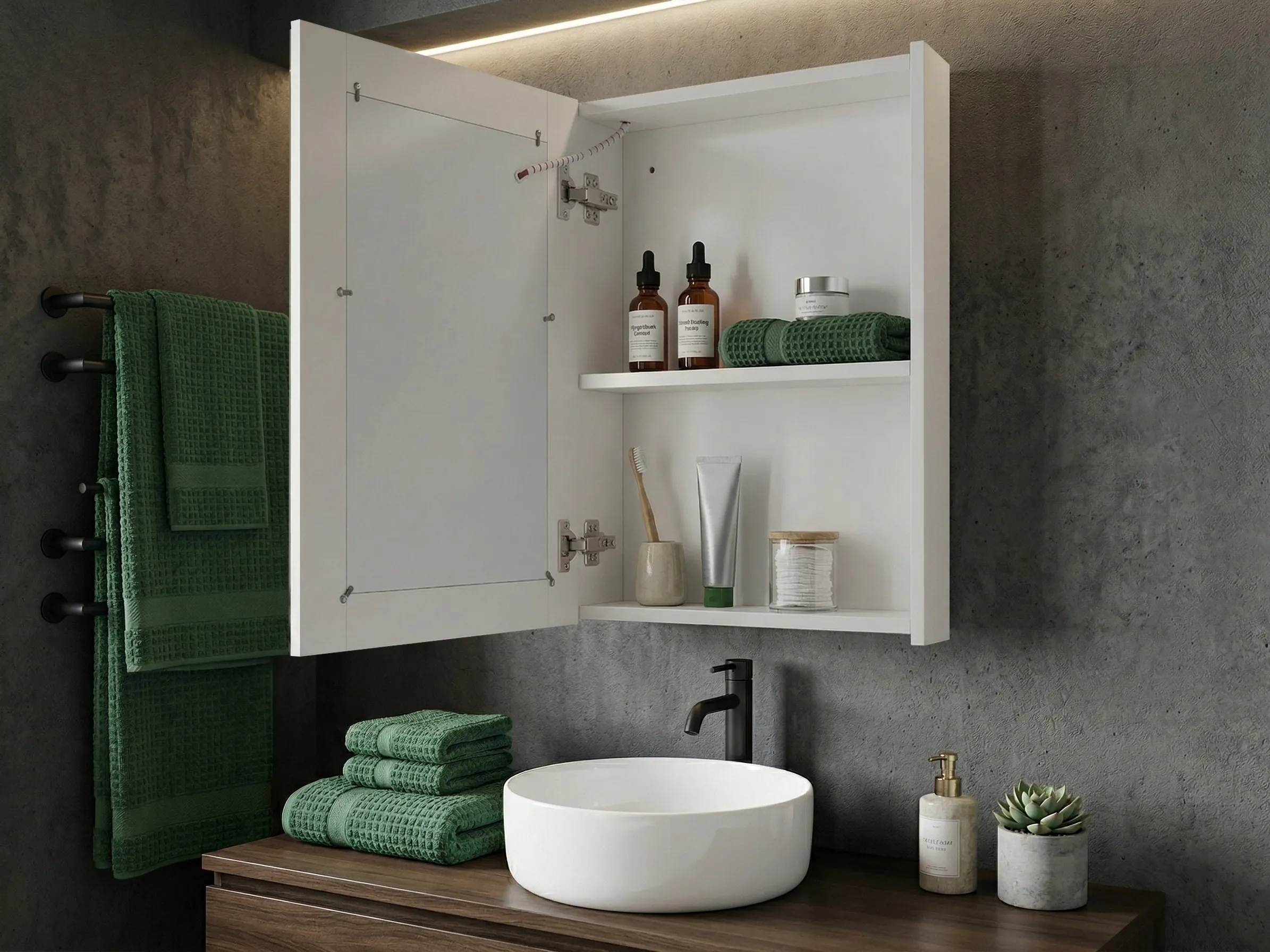 Bathroom Wall Mounted Mirror Cabinet LED CONDOR 40 cm 60 cm White