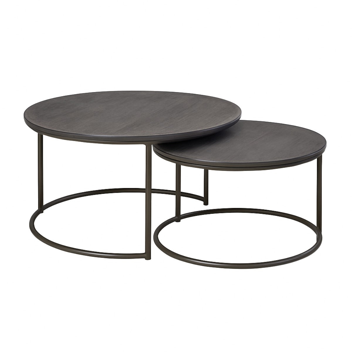 StarFurn Salontafel Coco - Rond Zwart Hout - 70x70x40cm - Set van 2