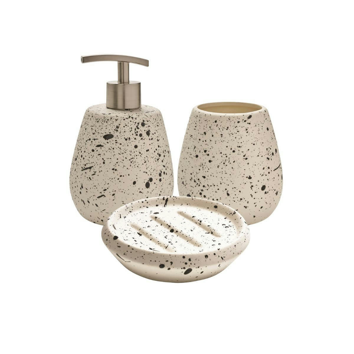 DEMY - Set de salle de bain 3 pièces en céramique blanc