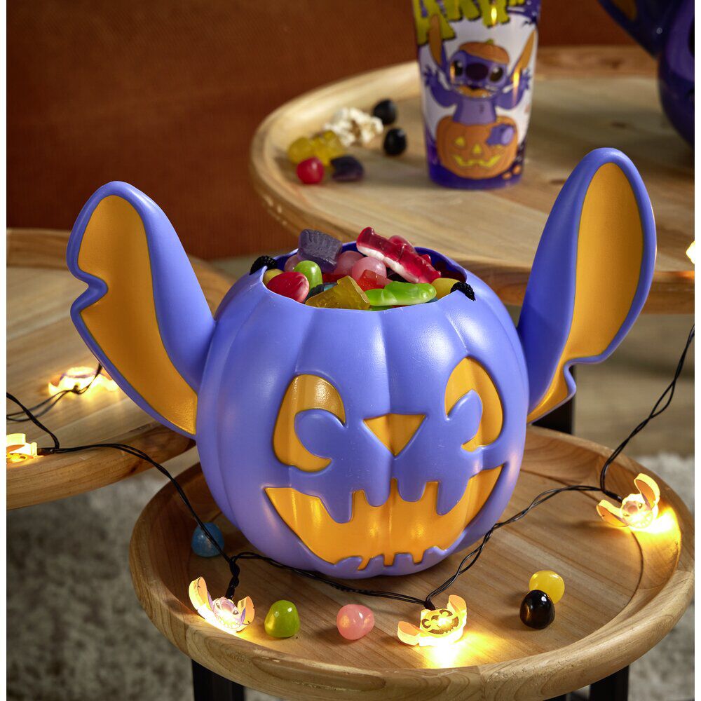 Seau à bonbons Halloween Disney Stitch bleu et orange Ø15xH20cm