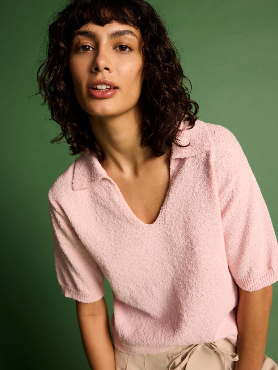 Polo Style Jersey Blouse