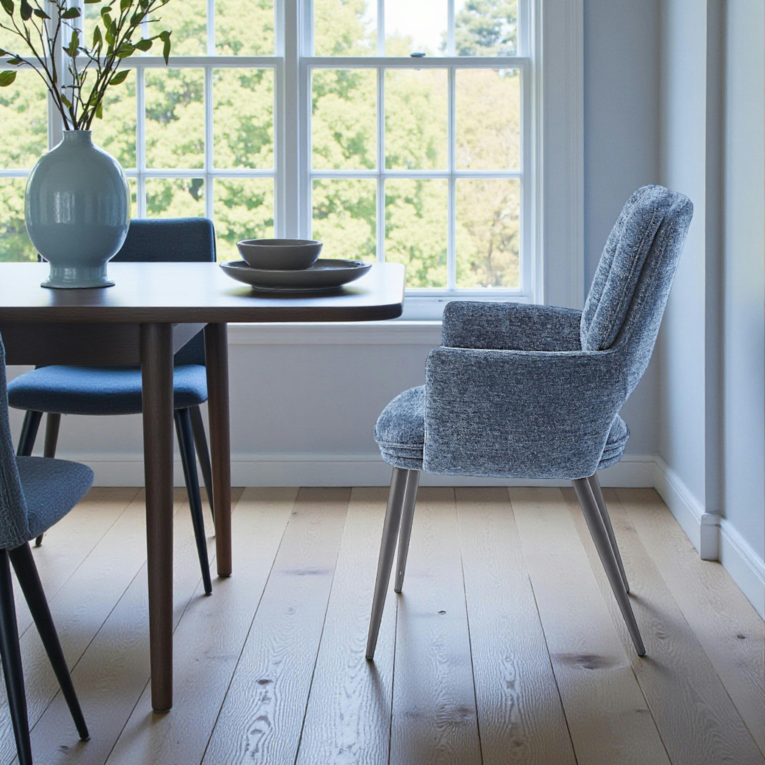 Fauteuil de table bleu à dossier ouvert (lot de 2) LIGURIE