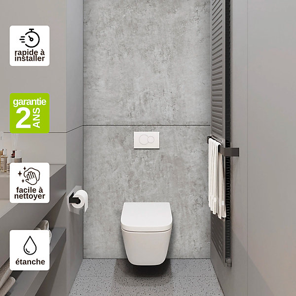 Panneau d'habillage pour bâti,support WC suspendu, 1200x1200x4 mm, finition Gris Béton, Urban Concrete KOBERT,IN