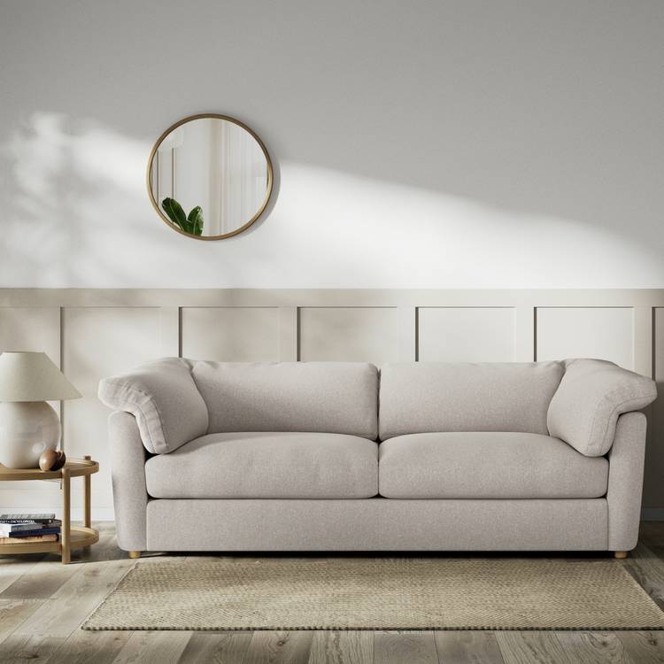 Habitat Wynn Fabric 4 Seater Sofa - Stone - Ash Leg