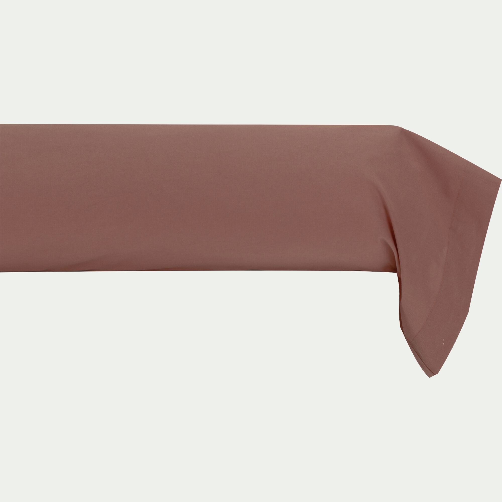 FLORE - Taie de traversin en percale de coton - brun rhassoul 43x190cm