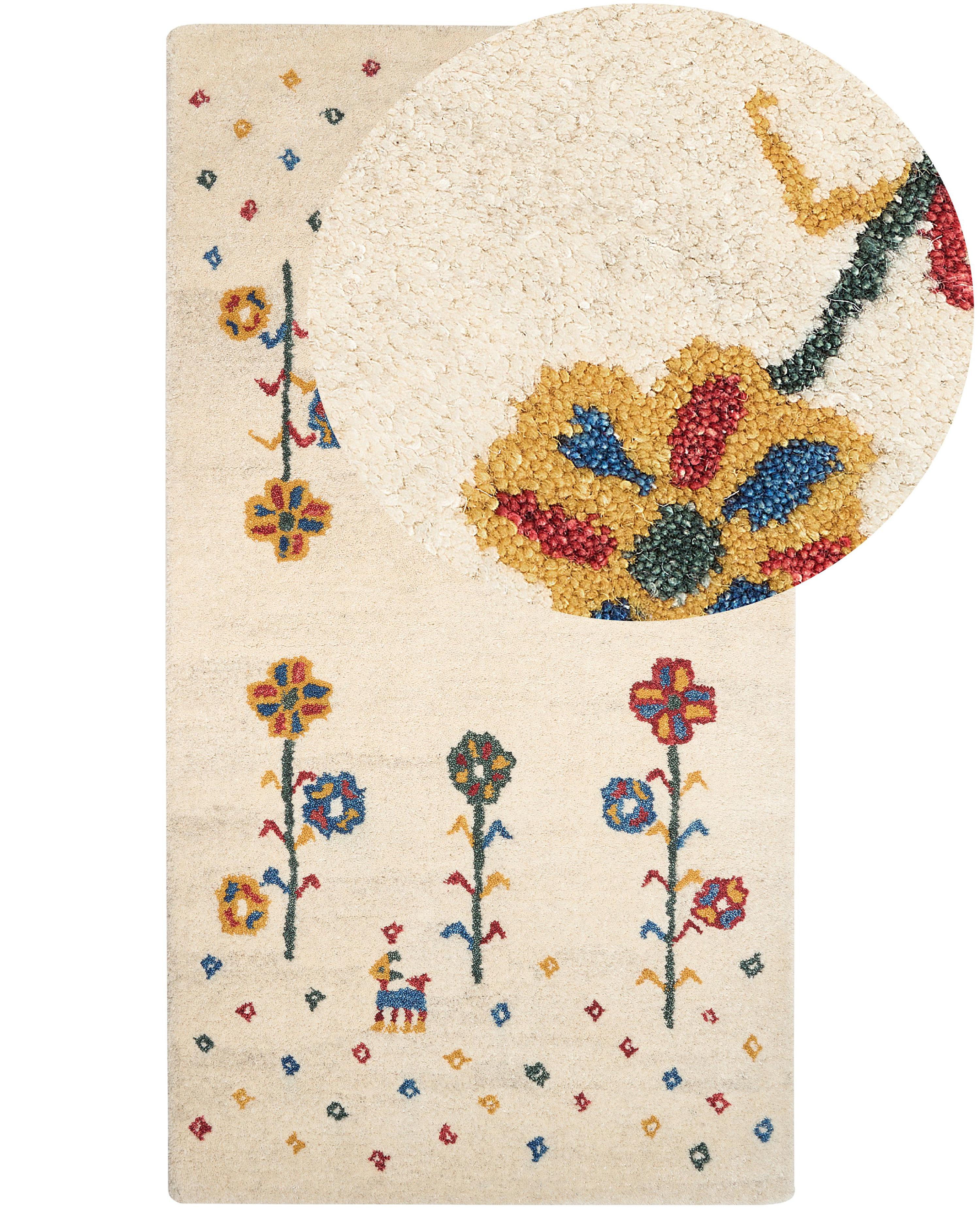 Rug HUSUNLU Beige 140 x 200 cm Wool Gabbeh