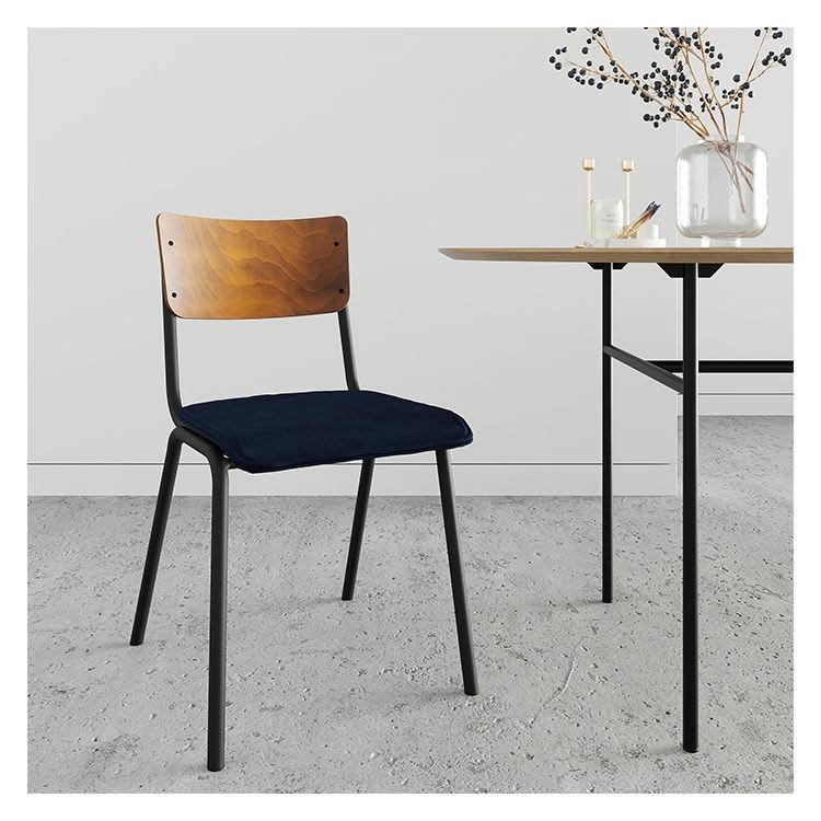 NICO - Chaise en bois foncé et velours bleu (lot de 2)