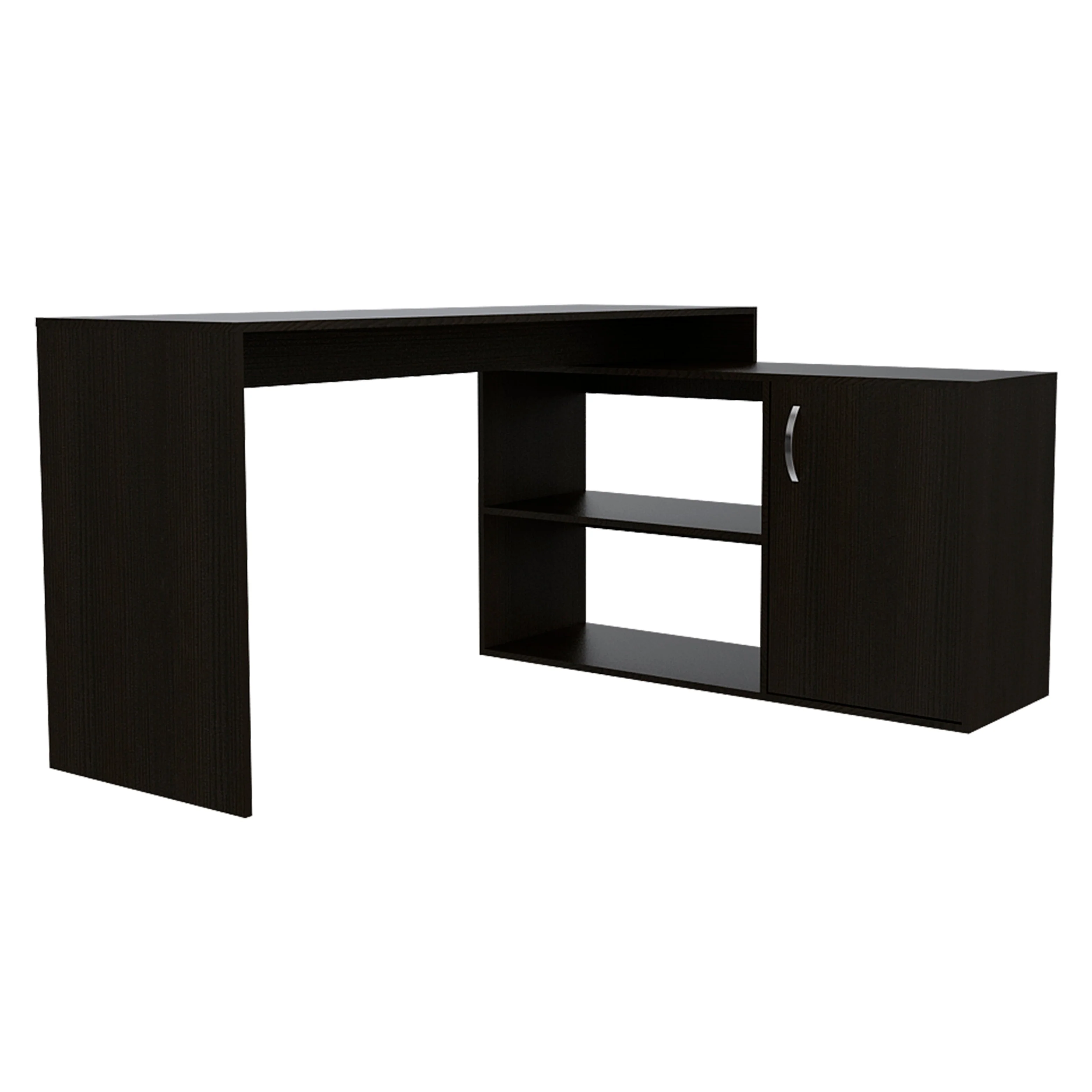 TUHOME Axis Modern L-Shaped Computer Desk with Open & Closed Storage