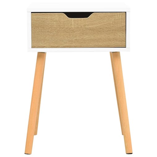 NNEVL Bedside Cabinet White & Sonoma Oak 40x40x56 cm Chipboard