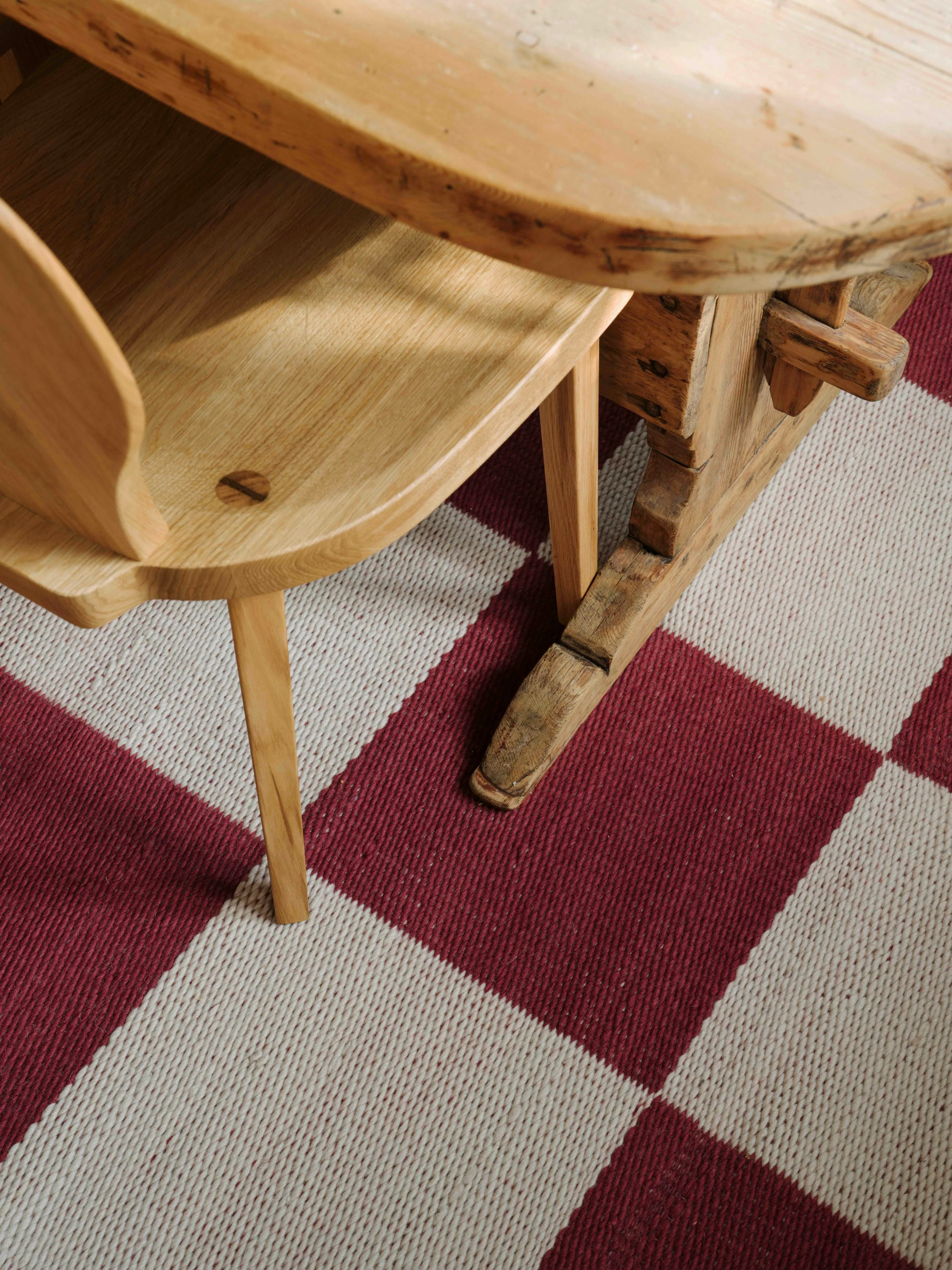 Handgewebter Kurzflor-Jute-Teppich Chess Flatweave