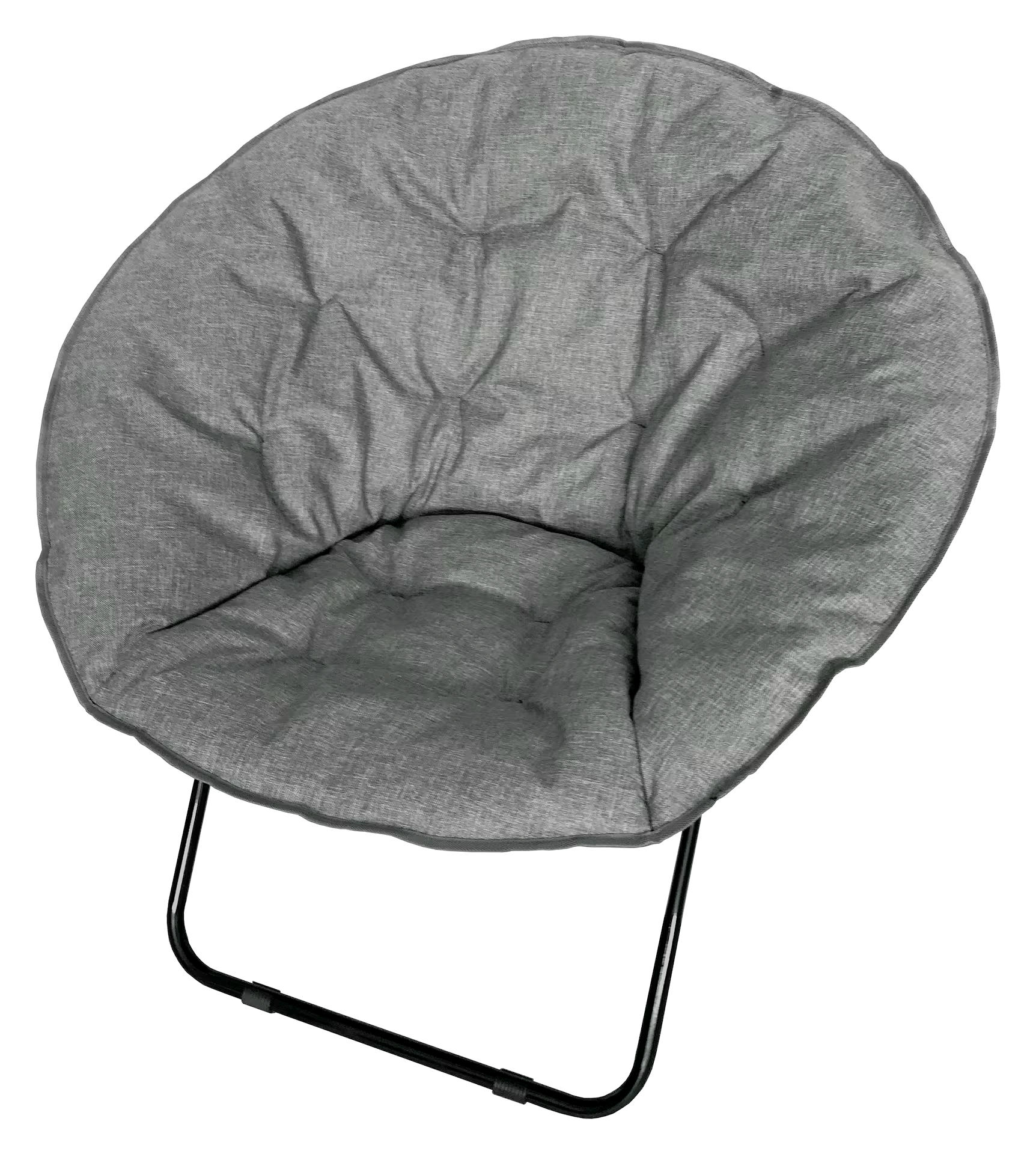 For Living Portable Linen Upholstered Folding Papasan/Saucer Lounge Chair, Grey