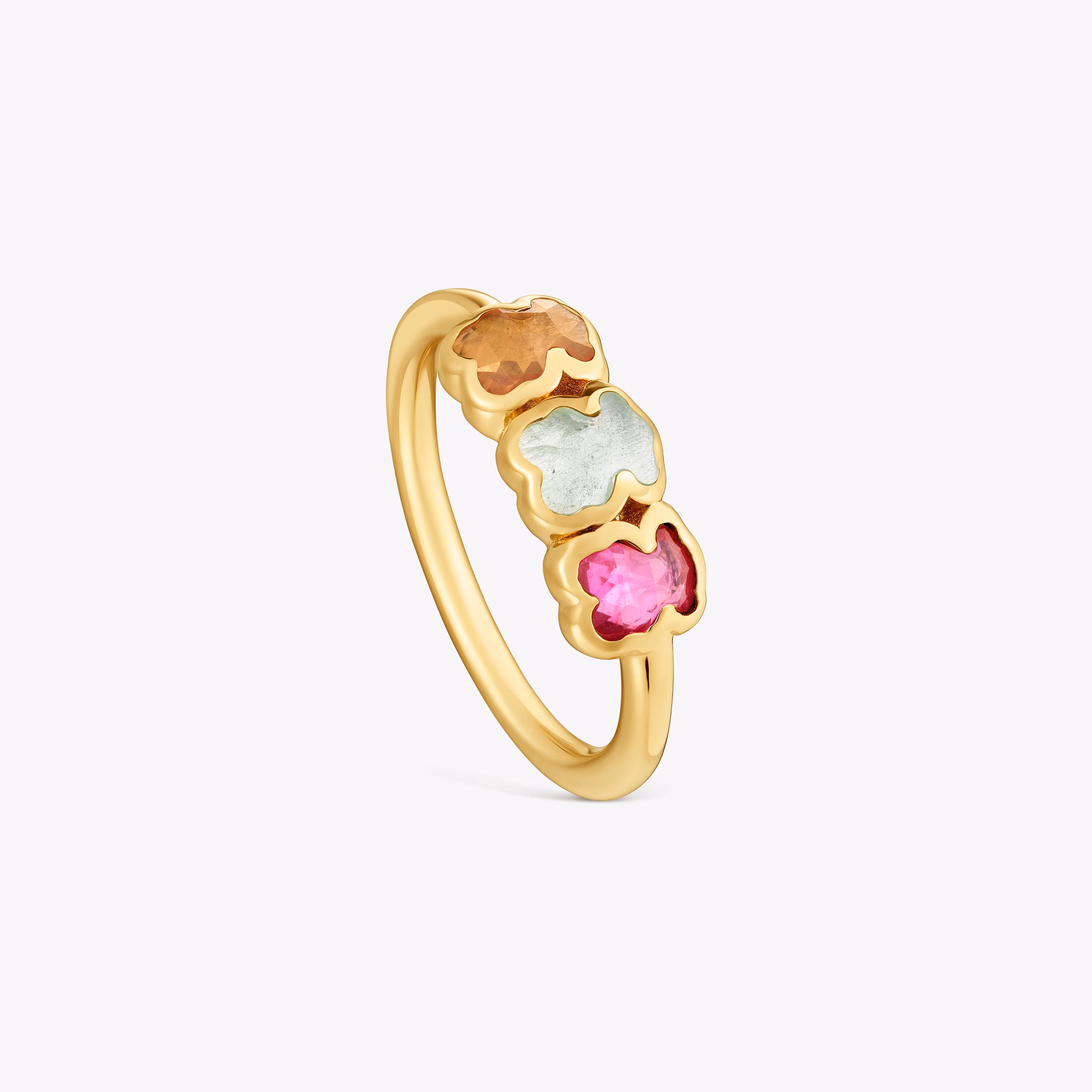 Anillo con baño de oro 18 kt sobre plata y gemas creadas en laboratorio Icon Color LGG