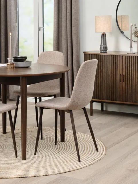 Spisebordsstol JONSTRUP beige stof/mørk eg