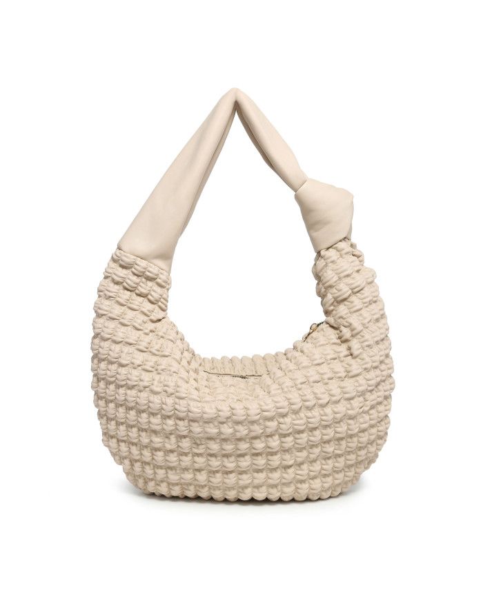 JFY Half Moon Quilted Zip Top Cross Body Bag
