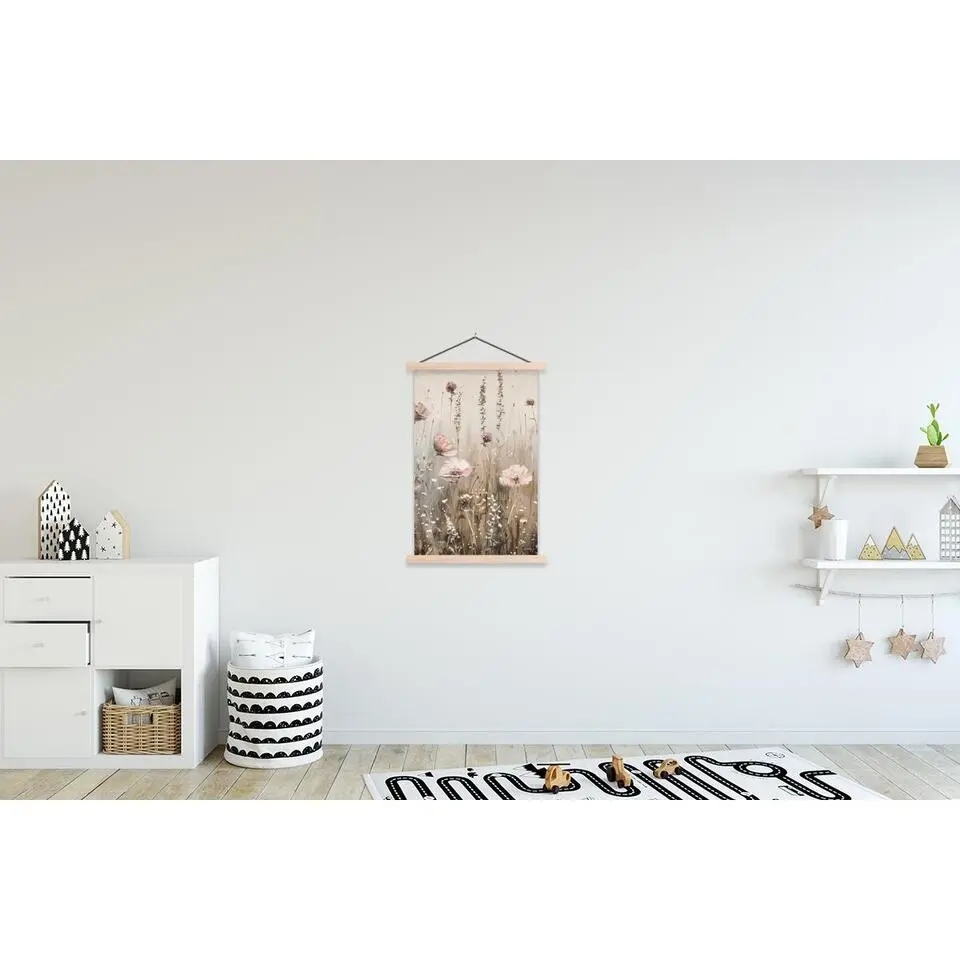 MuchoWow - Schoolplaat/ wandhanger - Bloemen - Roze - Modern - Beige -