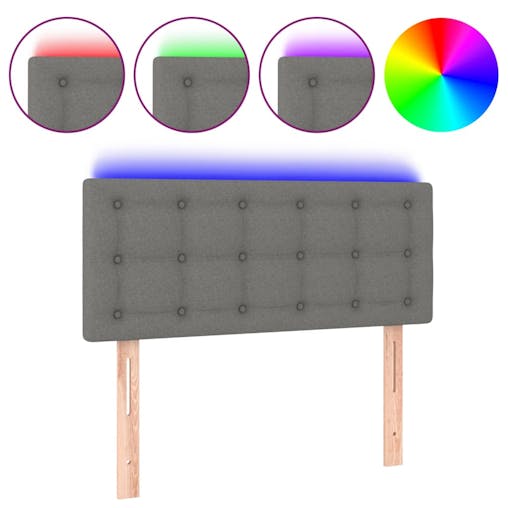NNEVL LED Headboard Dark Grey 100x5x78/88 cm Fabric
