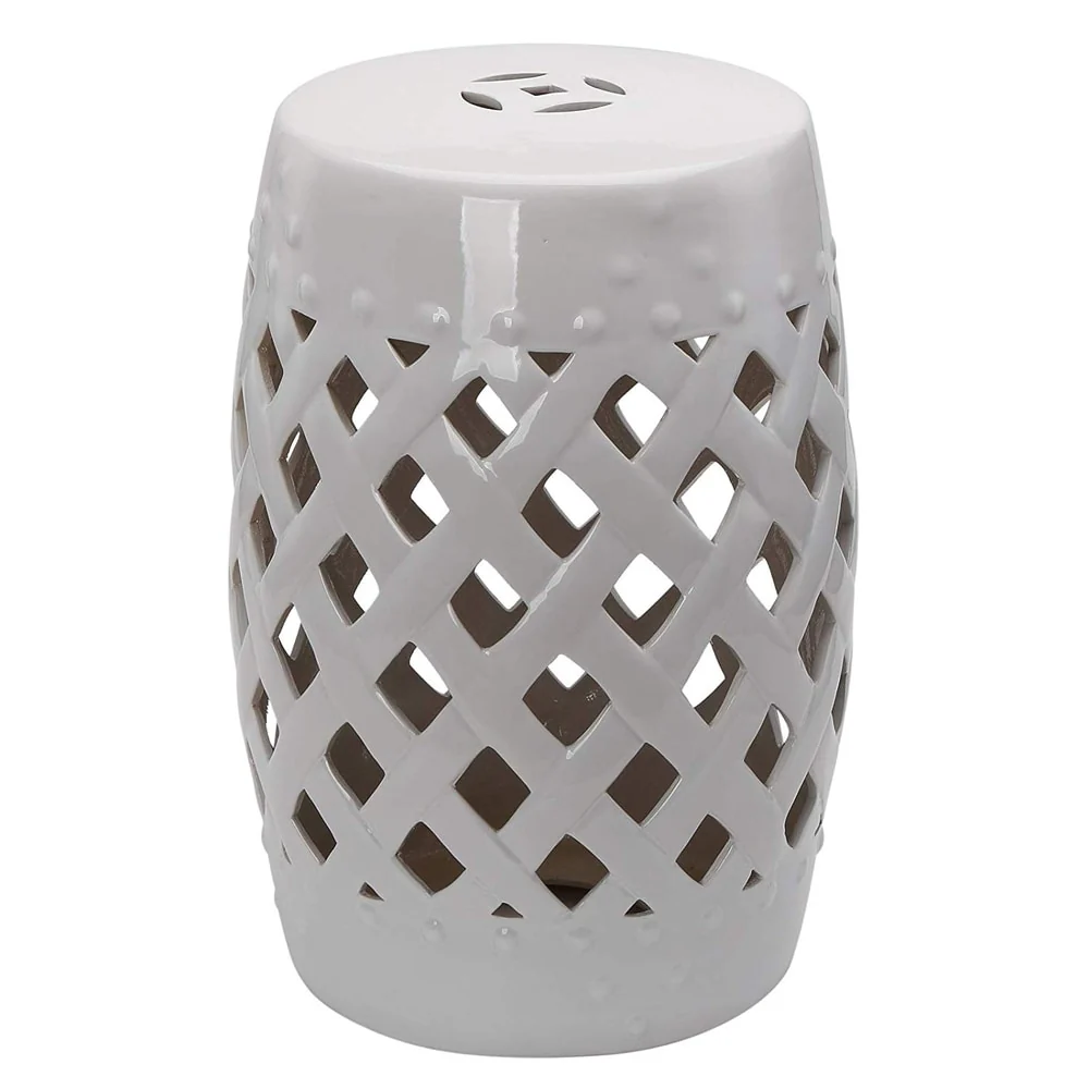 Outsunny Ceramic Indoor Outdoor Lattice Garden Stool
