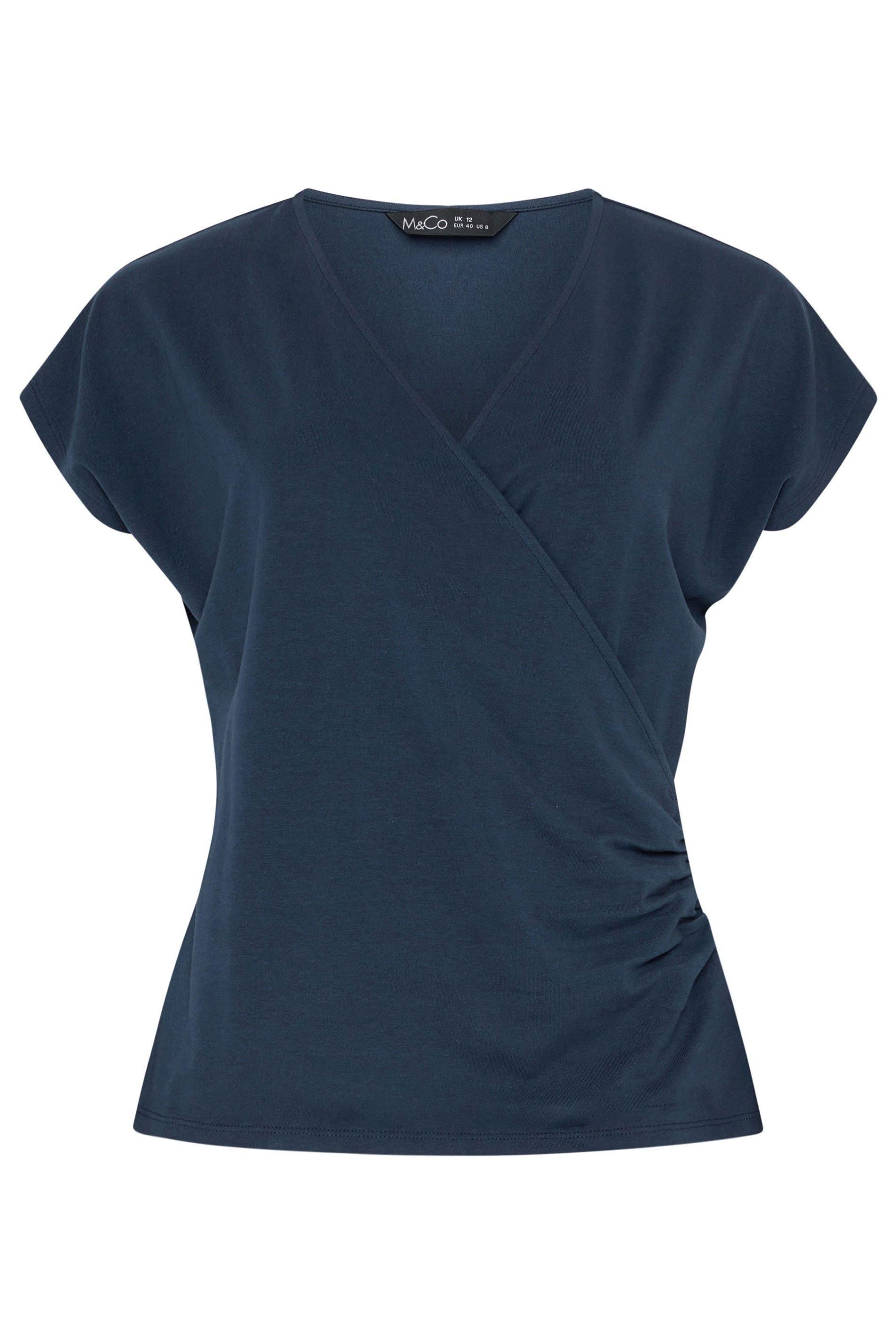 M&Co Short Sleeve Wrap Top