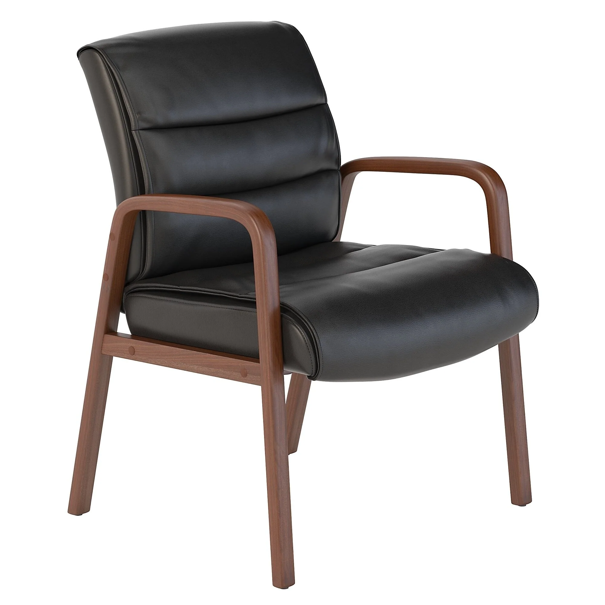 Bush Business Furniture Soft Sense Leather Guest Chair with Wood Arms