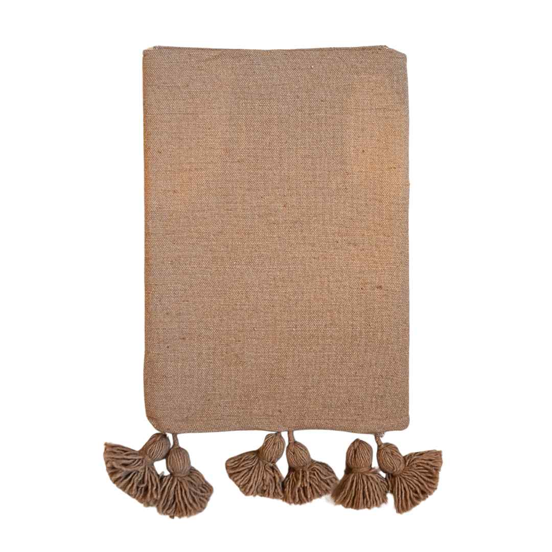 NOA MAY Plaid Pom Pom - camel - 95 x 175 cm