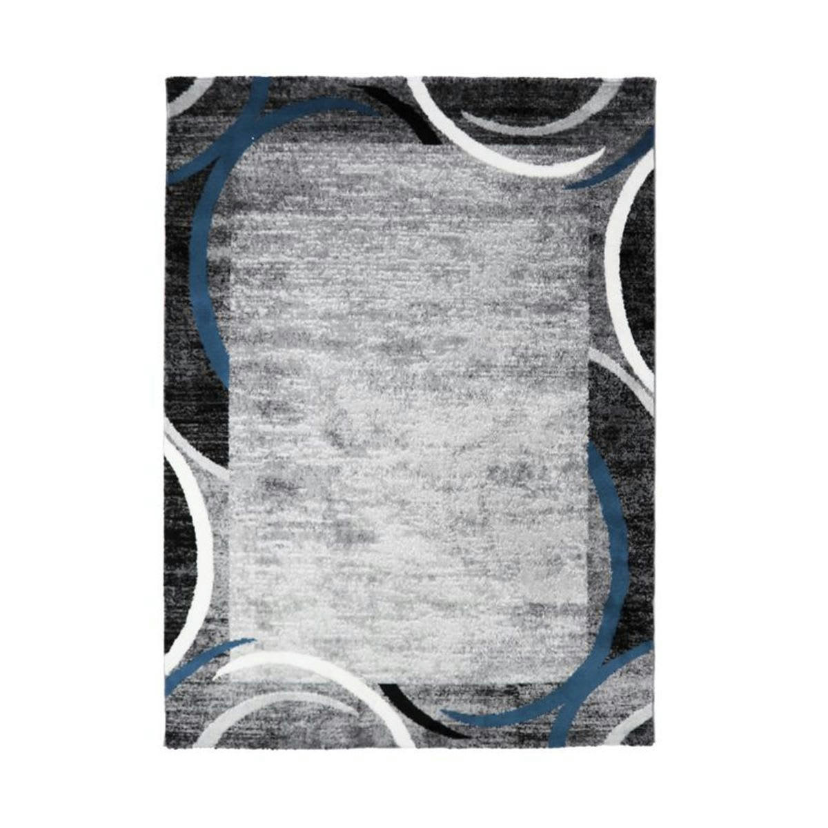 METRO - Tapis à encadré motifs abstraits bleu 160x230