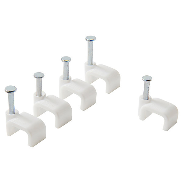 100 cavaliers plats en nylon pour câble de 2 x 0,75 mm² DIALL blanc