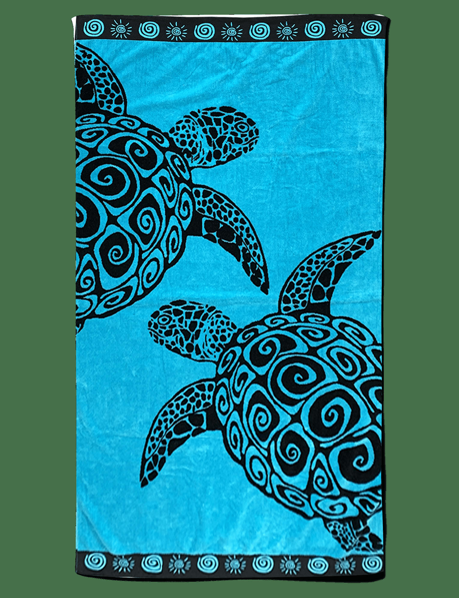 PLAGE - Serviette de plage éponge velours Turquoise turtle 100 x 175
