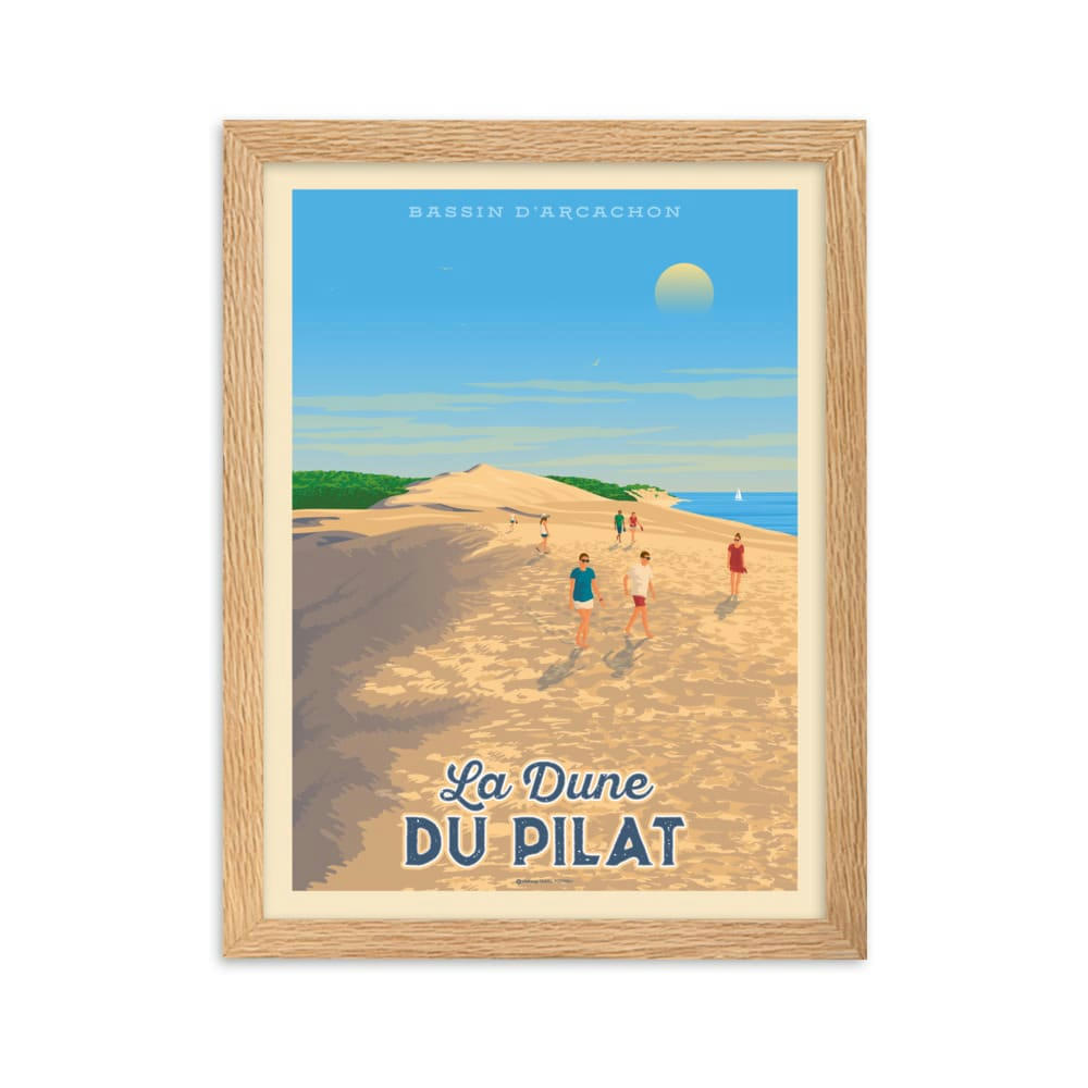- Affiche Dune du Pilat Arcachon France avec Cadre (Bois) 21x29,7 cm