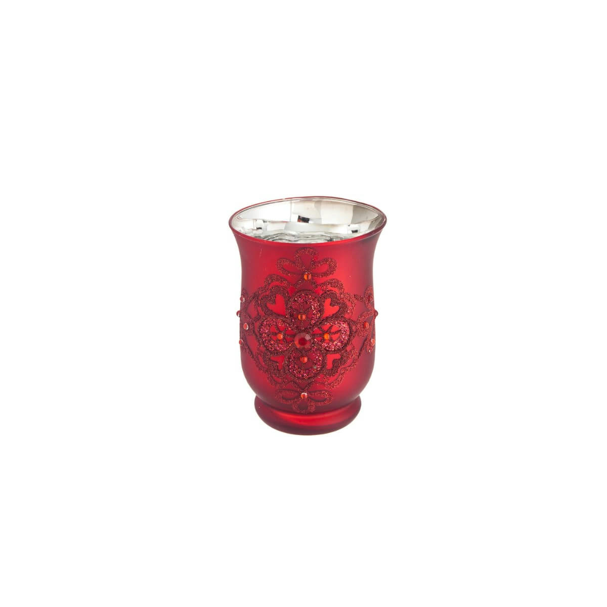 NOËL - Photophore en verre rouge H15