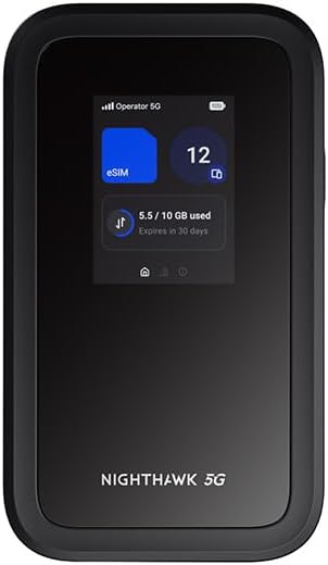 NETGEAR Nighthawk 5G Mobile Hotspot M7 with eSIM or SIM | Portable WiFi 7 Router for Travel in 140+ Countries | Supports 32 Devices | Unlocked 5G/4G LTE | 3.6Gbps Speed | AT&T  T-Mobile (MH7150)