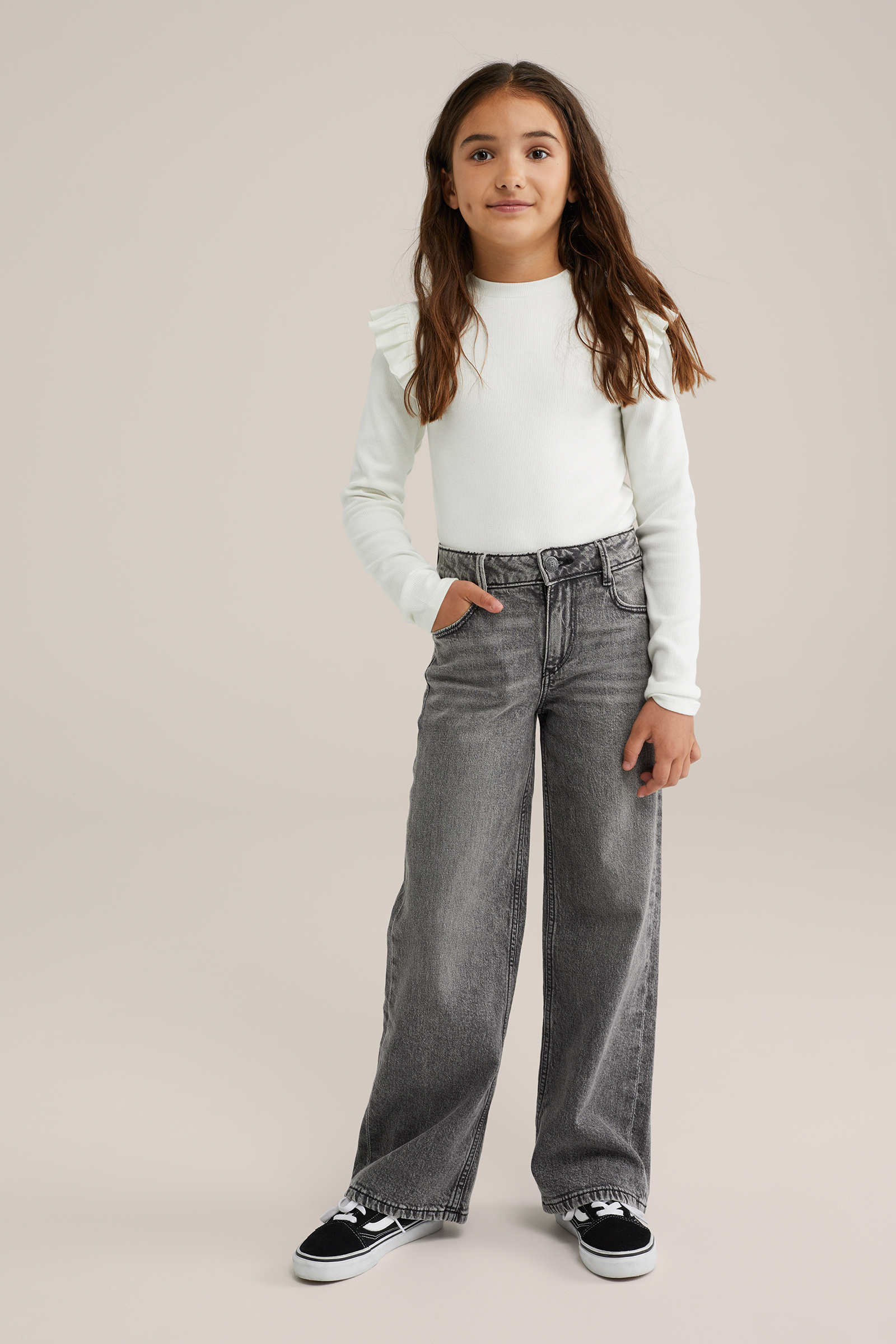 Meisjes geribd T-shirt