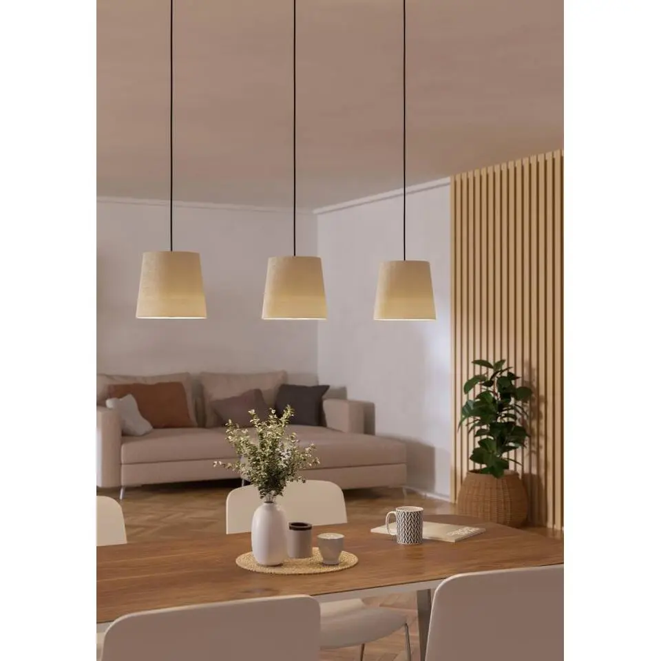 EGLO Febres Hanglamp - E27 - teddy stof - Zwart/Wit