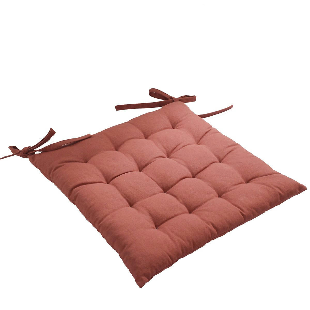 - Galette de chaise piquée en coton terre cuite 40x40cm