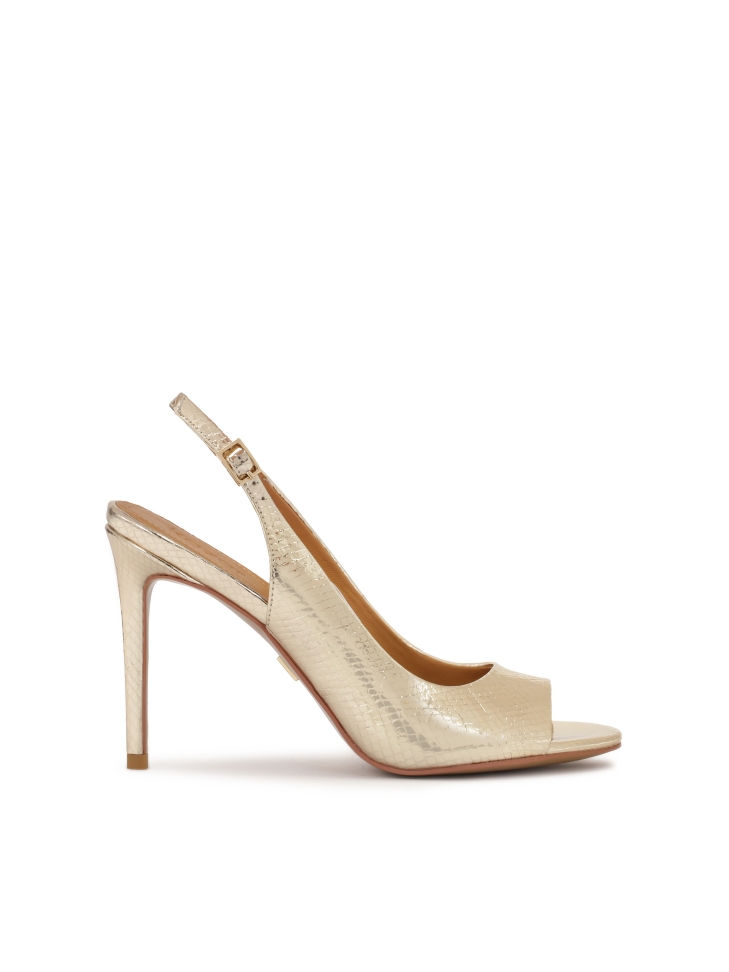 Gold embossed leather sandals