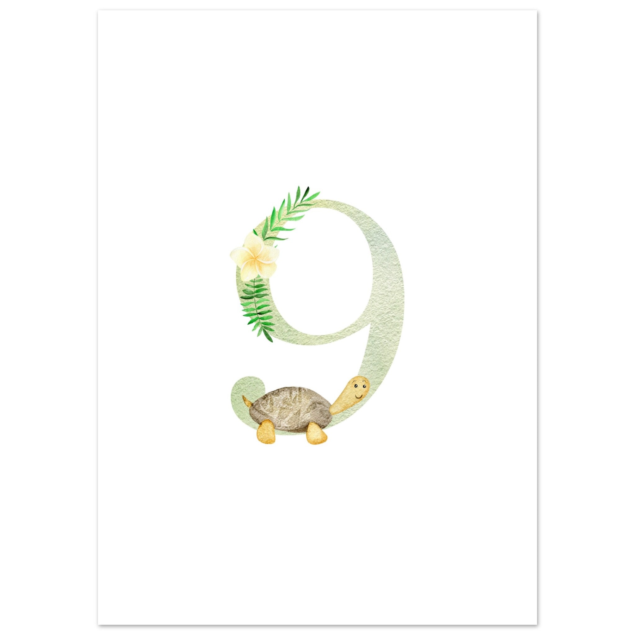 Artfulprints Poster Cijfer 9 kinderkamer  - 50x70 cm - Meerkleurig