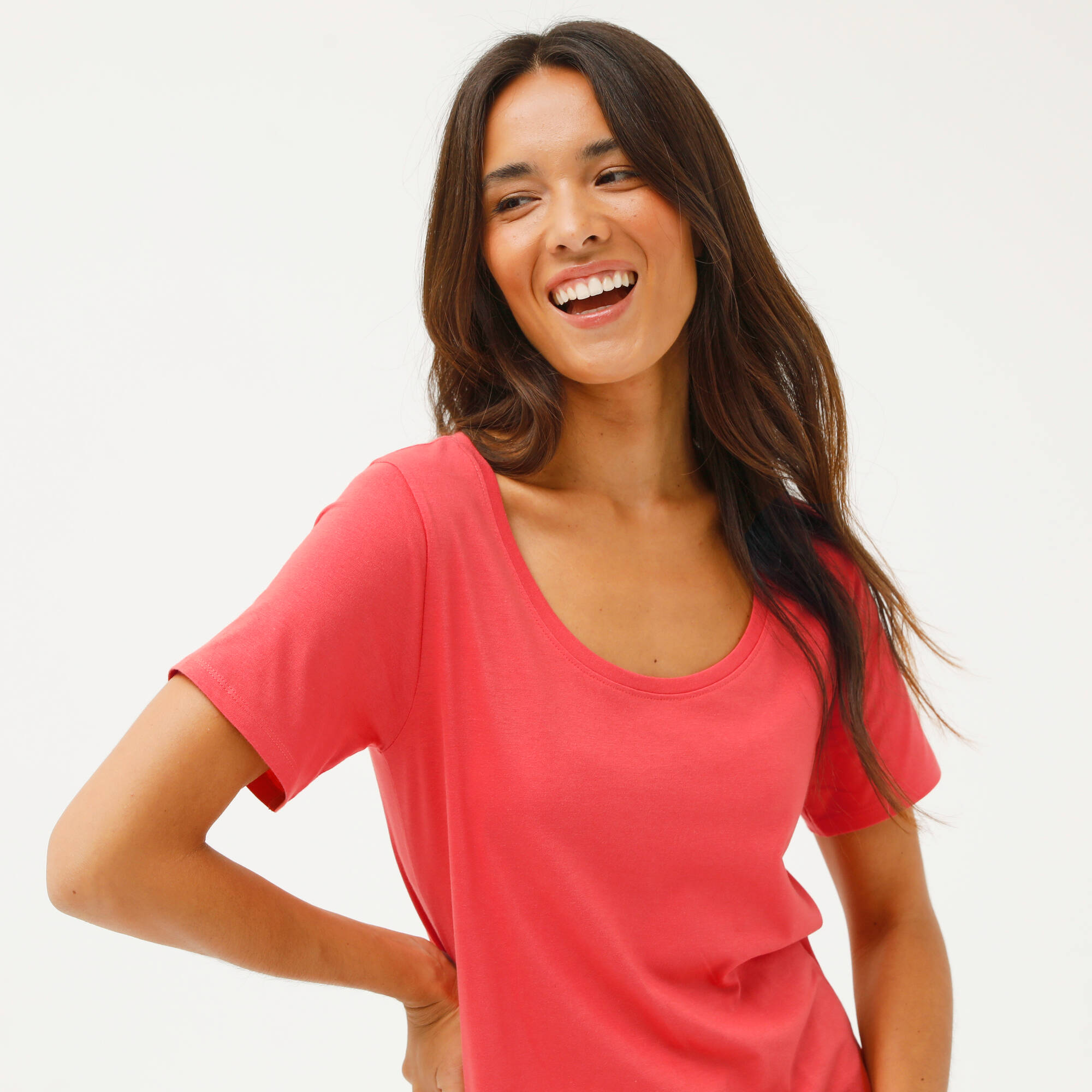 T-shirt uni col rond, coton biologique(**)