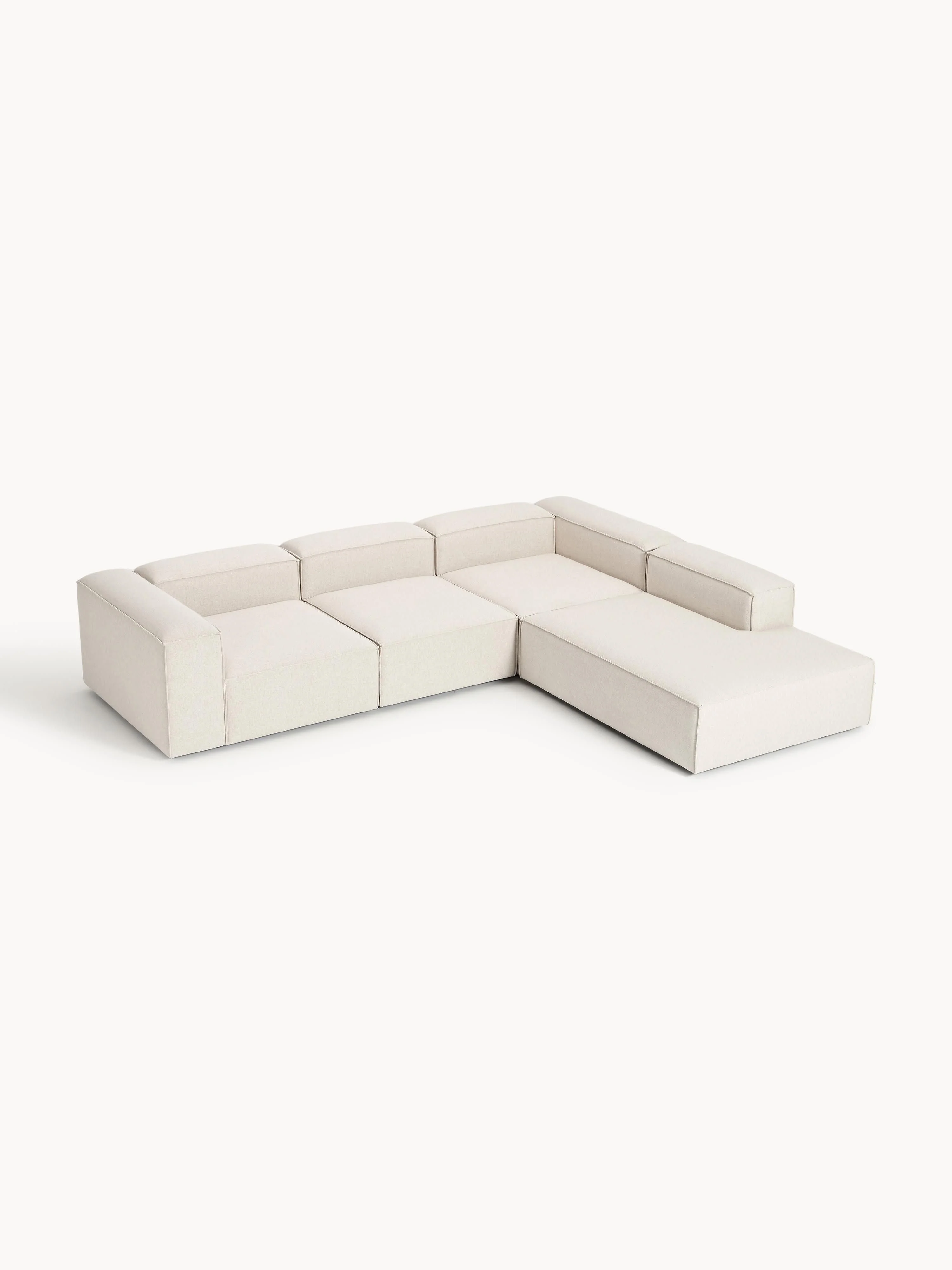 Modulares XL-Ecksofa Lennon (4-Sitzer) aus Leinen-Mix