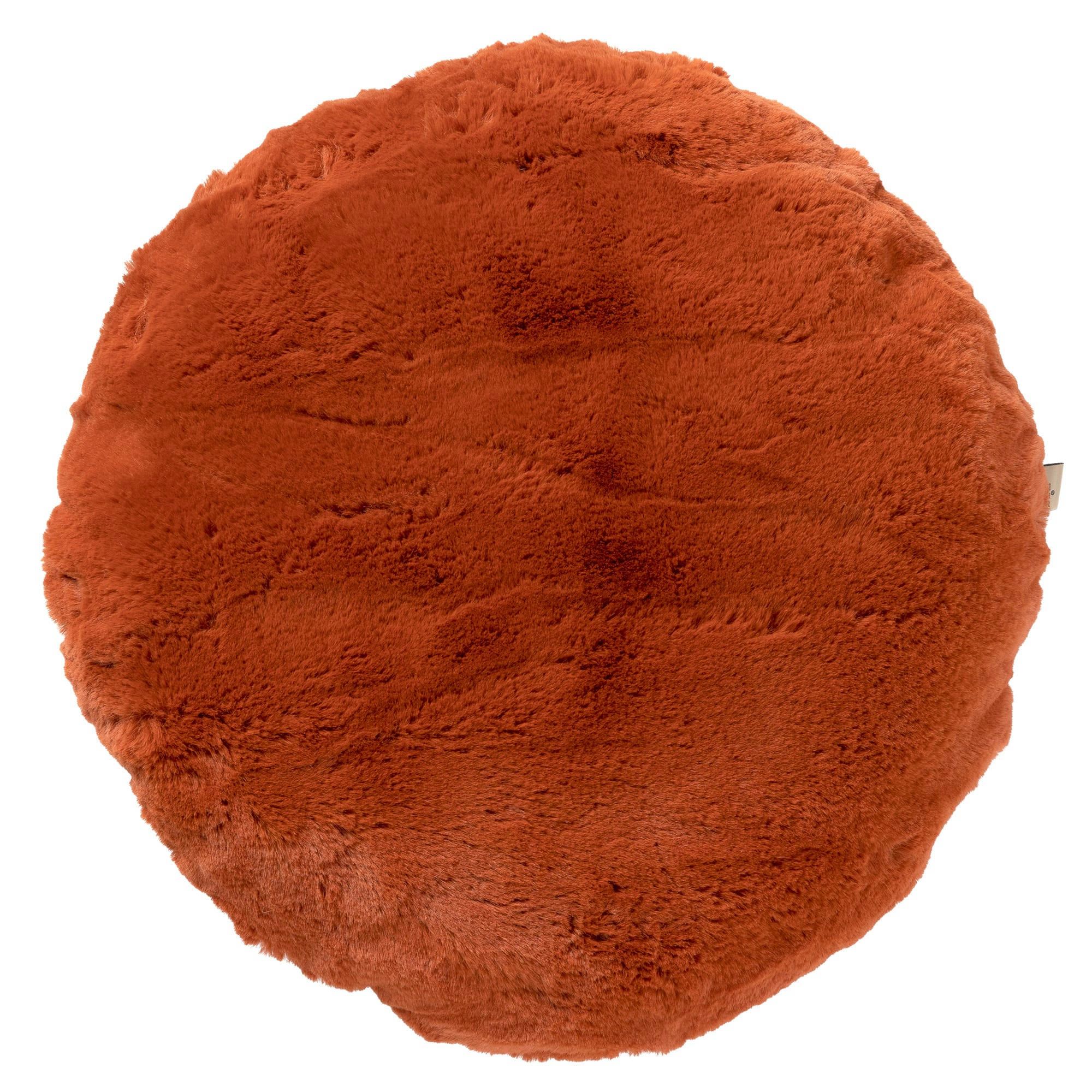 - Coussin rond orange fausse fourrure 45 cm uni