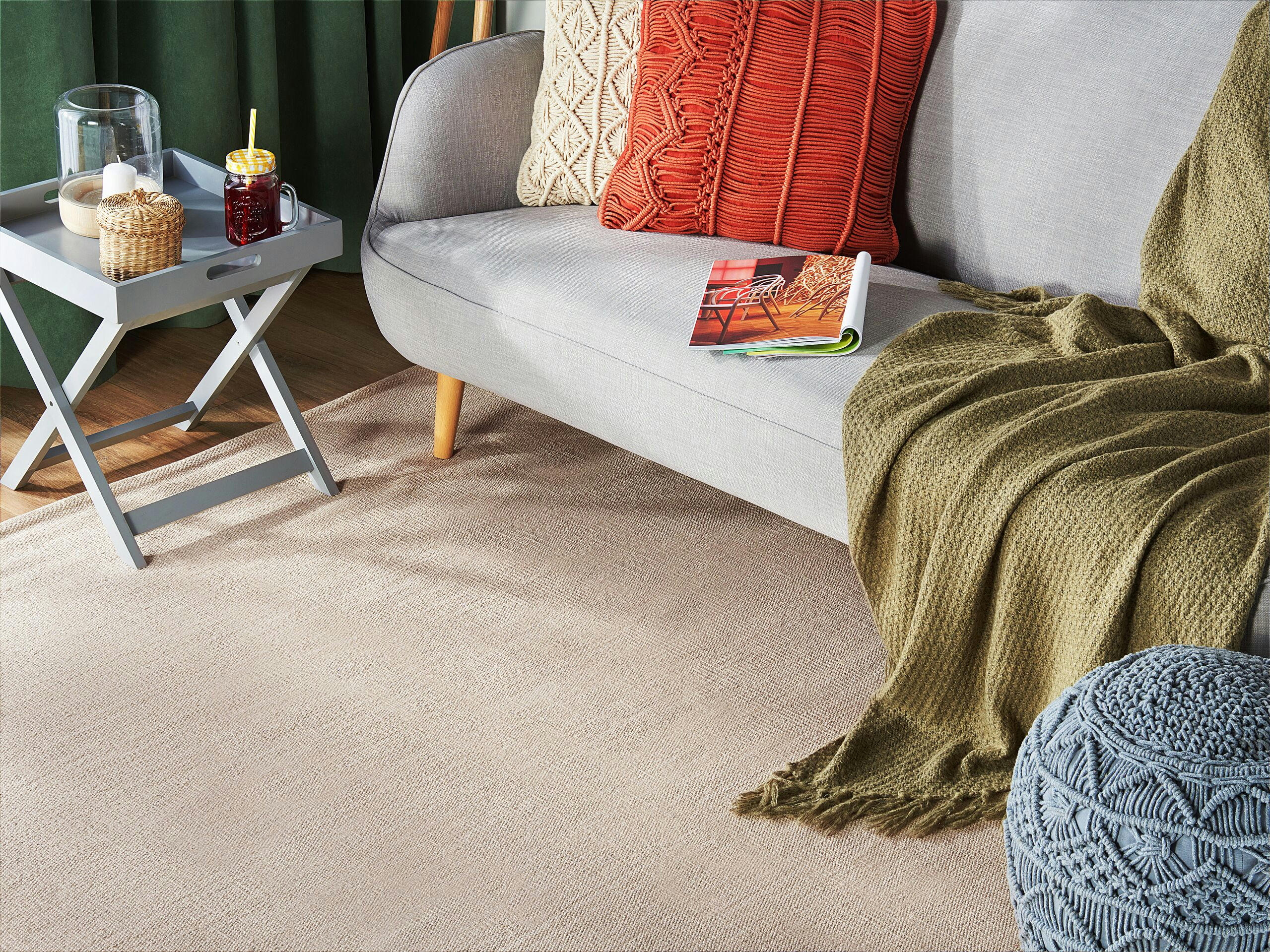 DERINCE - Tapis en tissu beige 200x140cm