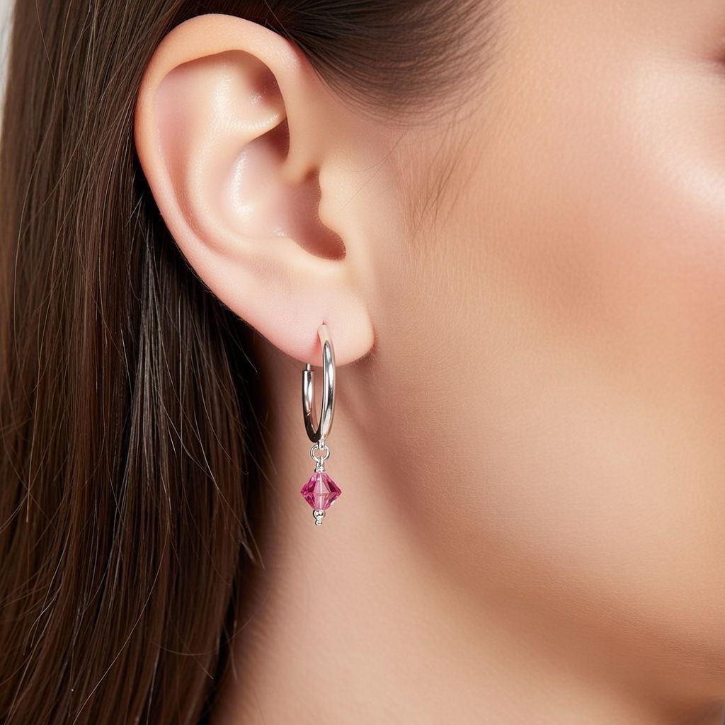 The Colourful Aura Pure Silver Bali Asian Tiny Lightweight Dainty Unisex Hoop Earring